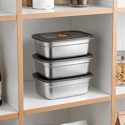 Pote Hermético Inox Marmita E Organizador Multiuso 1200 Ml