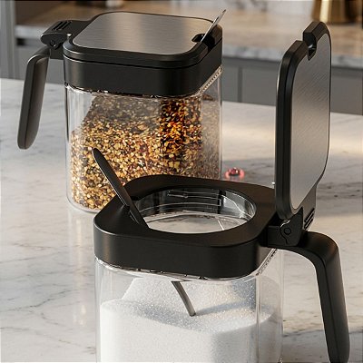 Pote De Vidro Porta Condimentos, Açucar, Sal C/colher 300 Ml