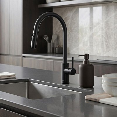 Dispenser Em Cimento Porta Sabonete Líquido 300 Ml Preto