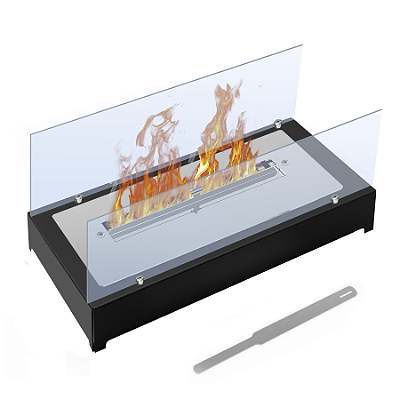 Lareira ecológica completa com vidros 45cm (base de metal)