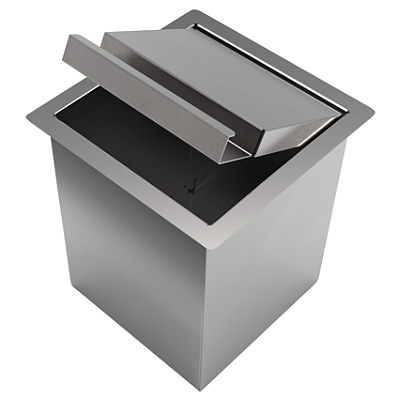 Lixeira De Embutir Quadrada Inox 4 Litros De Bancada