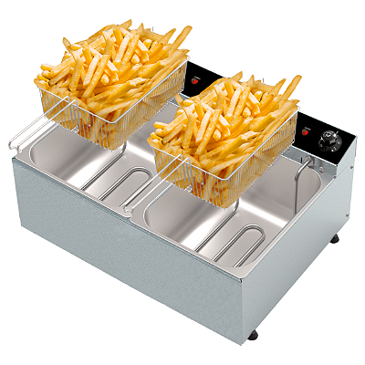 Fritadeira Elétrica Dupla 2500W 2 cubas 5,0 litros 127/220V 50-60 Hz