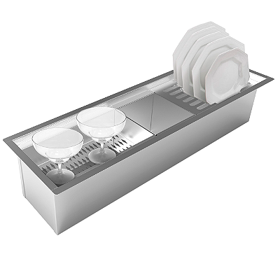 Calha Umida Organizadora Embutida Sobreposta em Inox 65cm