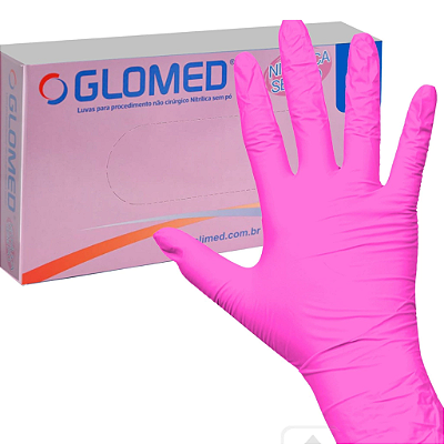 Luva Nitrílica sem Talco PINK - P - Glomed