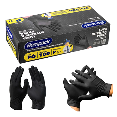 Luva Nitrílica P Preta 100 und BOMPACK
