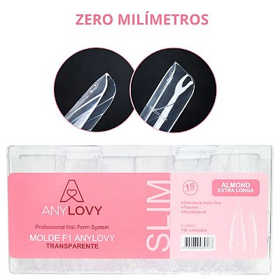Molde F1 Slim Almond Extra Longa AnyLovy Zero Milímetro 150 Unidades