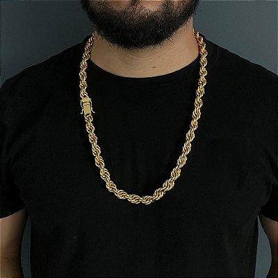 CORRENTE BAIANA ( 13mm- 70cm) FECHO COM MARCAÇÃO 750- BANHADO A OURO 18k