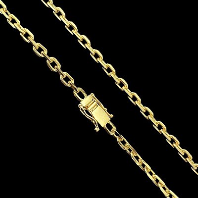 CORRENTE CADEADO (7mm- 70cm) FECHO COM MARCAÇÃO 750 - BANHADO A OURO 18k