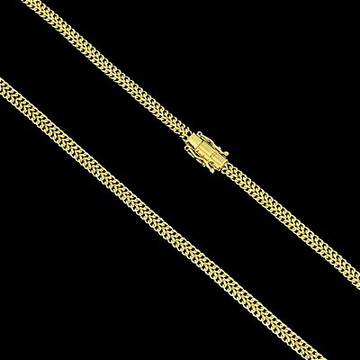 CORRENTE GRUMET DUPLA SOLDADO( 4MM -70CM ) - FECHO COM MARCAÇÃO 750 - BANHO DE OURO 18K