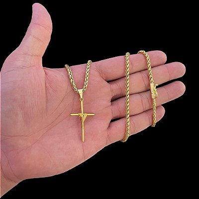 CORRENTE PERUANA( 5mm- 70cm) + PINGENTE  CRUZ AMARRADA