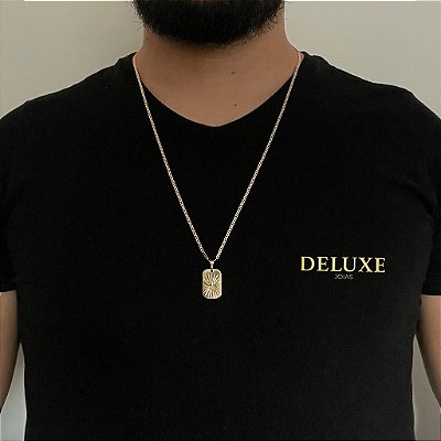 CORRENTE  PIASTRINE( 1.8mm- 70Cm) + PINGENTE NOSSA SENHORA - BANHADO A OURO 18K.