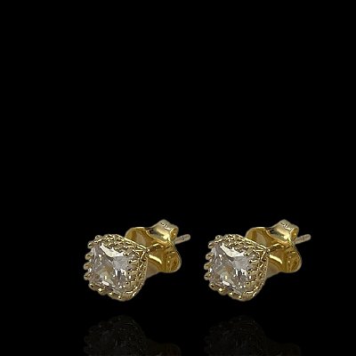 PAR DE BRINCOS  COMEIA ZIRCÔNIA PREMIUM 10MM - BANHADO A OURO 18K