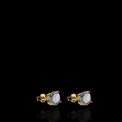 PAR DE BRINCOS  REDONDO  PEDRA DE ZIRCÔNIA 3mm - BANHADO A OURO 18K