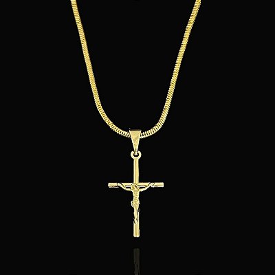 PINGENTE CRUCIFIXO  COM JESUS (1g- 2x2,5cm)- BANHO DE OURO 18k