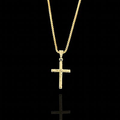 PINGENTE  CRUCIFIXO JESUS  DETALHADO( 2g- 2x2,5cm) - BANHO DE OURO 18k