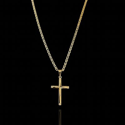 PINGENTE CRUZ DETALHADA P( 1g- 2x3cm) - BANHO DE OURO 18k