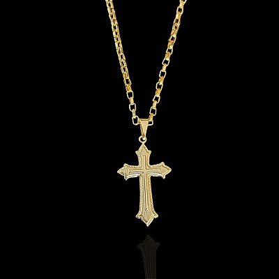 PINGENTE  CRUZ RACIONAIS ( 3G- 2.5x3cm ) - BANHO DE OURO 18k