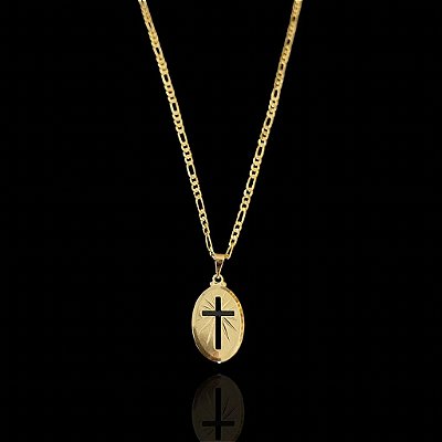 PINGENTE MEDALHA CRUCIFIXO VAZADO   P( 1g- 2x2cm) - BANHO DE OURO 18k