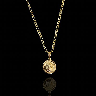 PINGENTE MEDALHA MEDUSA P( 1g- 2x2cm) - BANHO DE OURO 18k