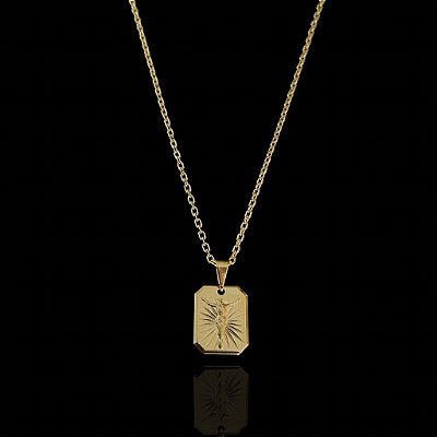 PINGENTE PLACA CRUCIFIXO  P (2g- 2x2cm) - BANHO DE OURO 18k