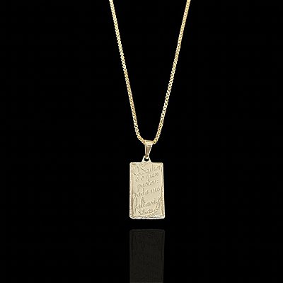 PINGENTE PLAQUINHA ( O SENHOR É MEU PASTOR NADA ME FALTARÁ)  2g; 2x3,5cm- BANHO DE OURO 18K