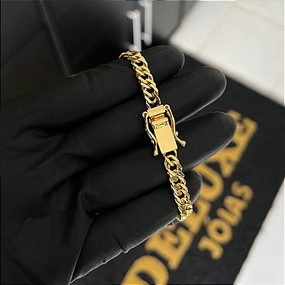 PULSEIRA LACRAIA (7MM  -6G-21 CM) - FECHO COM MARCAÇÃO 750 - BANHO DE OURO 18K.