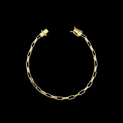 PULSEIRA TIJOLINHO ALONGADO (3mm 20Cm) - FECHO COM MARCAÇÃO 750 -  BANHADO A OURO 18K