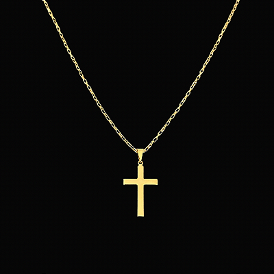 PINGENTE  CRUCIFIXO CHAPADO LISO   P. ( 1,5g-   2x2cm) - BANHADO A OURO 18K.