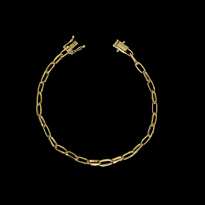 PULSEIRA CARTIE MEIA CANA FECHO GAVETA  (4MM -5g) - 20CM - BANHADO A OURO 18K