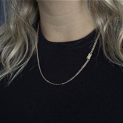 CORRENTE GRUMET COM MARCAÇÃO 750  ( 3mm 50cm FEM ) - BANHO DE OURO 18k