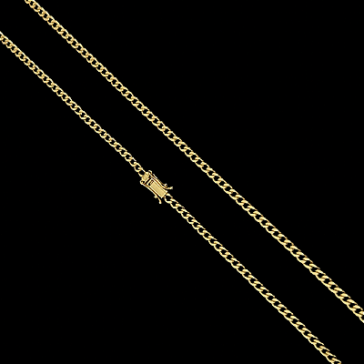 CORRENTE PITBULL (2mm -13G)-70cm - FECHO COM MARCAÇÃO 750 - BANHADO A OURO 18K