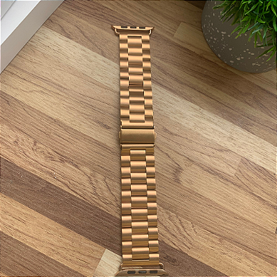 Pulseira  Para Apple Watch E Iwo  Ajustavel DOURADA RELOGIO   42/44m L