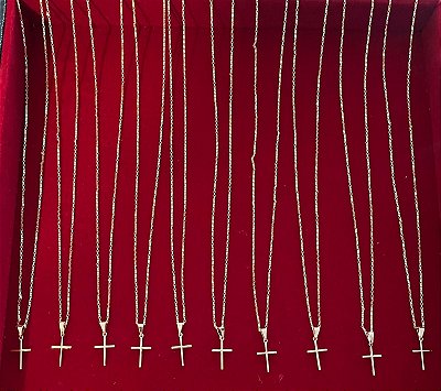 10 correntes cadeado + pingente cruz amarrada 2mm ( 70cm)  ( 70cm)