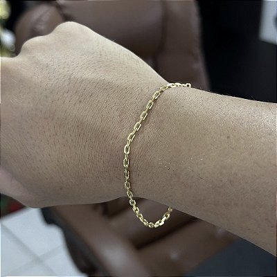 PULSEIRA CADEADO ( 6g -2mm- 20cm)  - BANHO DE OURO 18k.