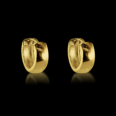 PAR DE BRINCO ARGOLA CHAPADA 10x3mm - BANHADO A OURO 18K.