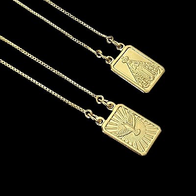 ESCAPULÁRIO ESPÍRITO SANTO E NOSSA SENHORA CORRENTE VENEZIANA (1.8MM 60cm ou 70cm) -  BANHADO A OURO 18k