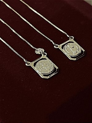 ESCAPULÁRIO SÃO BENTO CORRENTE VENEZIANA (1.8MM 60cm ou 70cm) -  BANHADO A OURO 18k