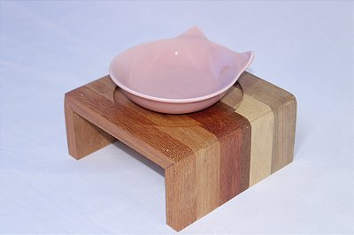 Comedouro individual com porcelana rosa - Gatos