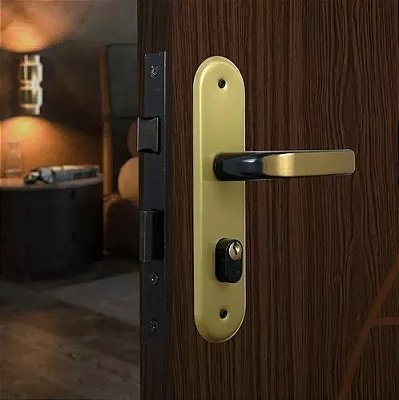 Fechadura Externa Bronze Latonado Para Porta De Madeira MGM