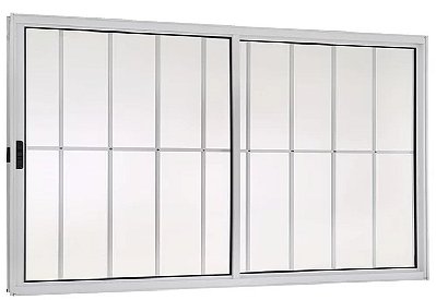 Janela Correr 2 Folhas Com Grade Branco Linha Modular Várias Medidas