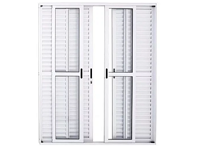 Porta Balcão 6 Folhas Alumínio Branco Linha 25 Várias Medidas