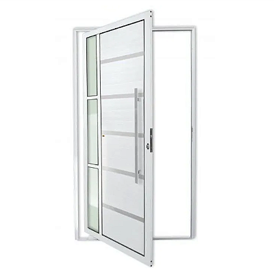 Porta Lambril Alumínio Branco Com Frisos e Puxador Redondo
