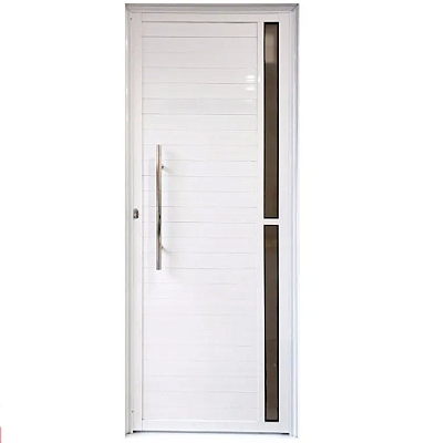 Porta Lambril Alumínio Branco Com Frisos e Puxador Redondo