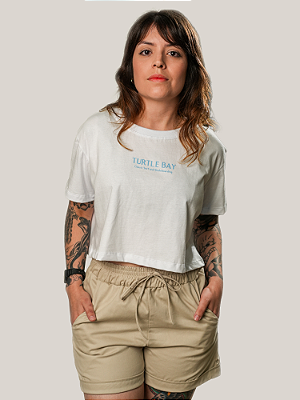 Cropped Turtle Original White/Blue