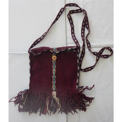 Bolsa em Lã de Alpaca Pequena Com Alça Longa Peruana