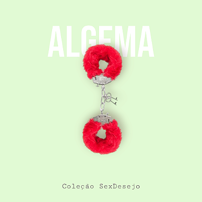 Algema de Metal com Pelúcia Vermelho