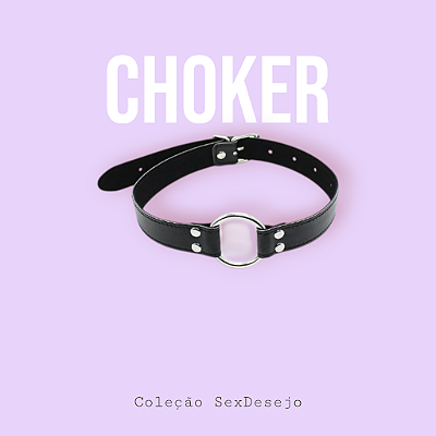 Mordaça Choker com Anel de Metal