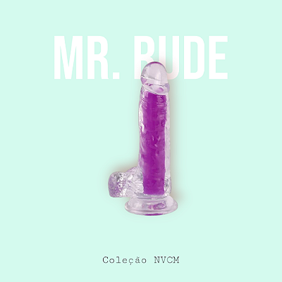 Prótese Realística Transparente Mr. Rude Roxo - 20 cm x 4 cm