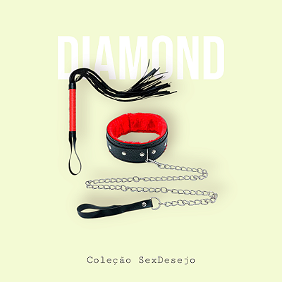 kit Coleira com Guia de corrente Luxo e Chicote