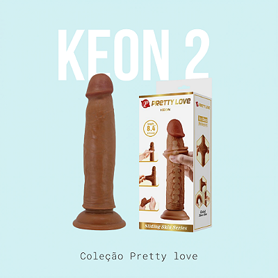 Dildo Realístico com Dupla Camada - Keon 2 / Marrom - 21,4 X 4,4 cm - Pretty Love